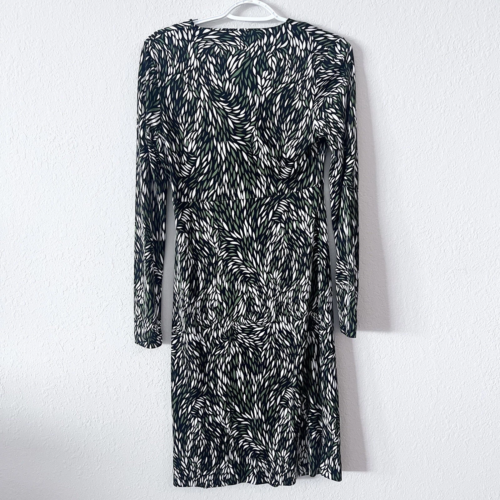 Abito Tory Burch 100% seta stampa verde manica lunga taglia S