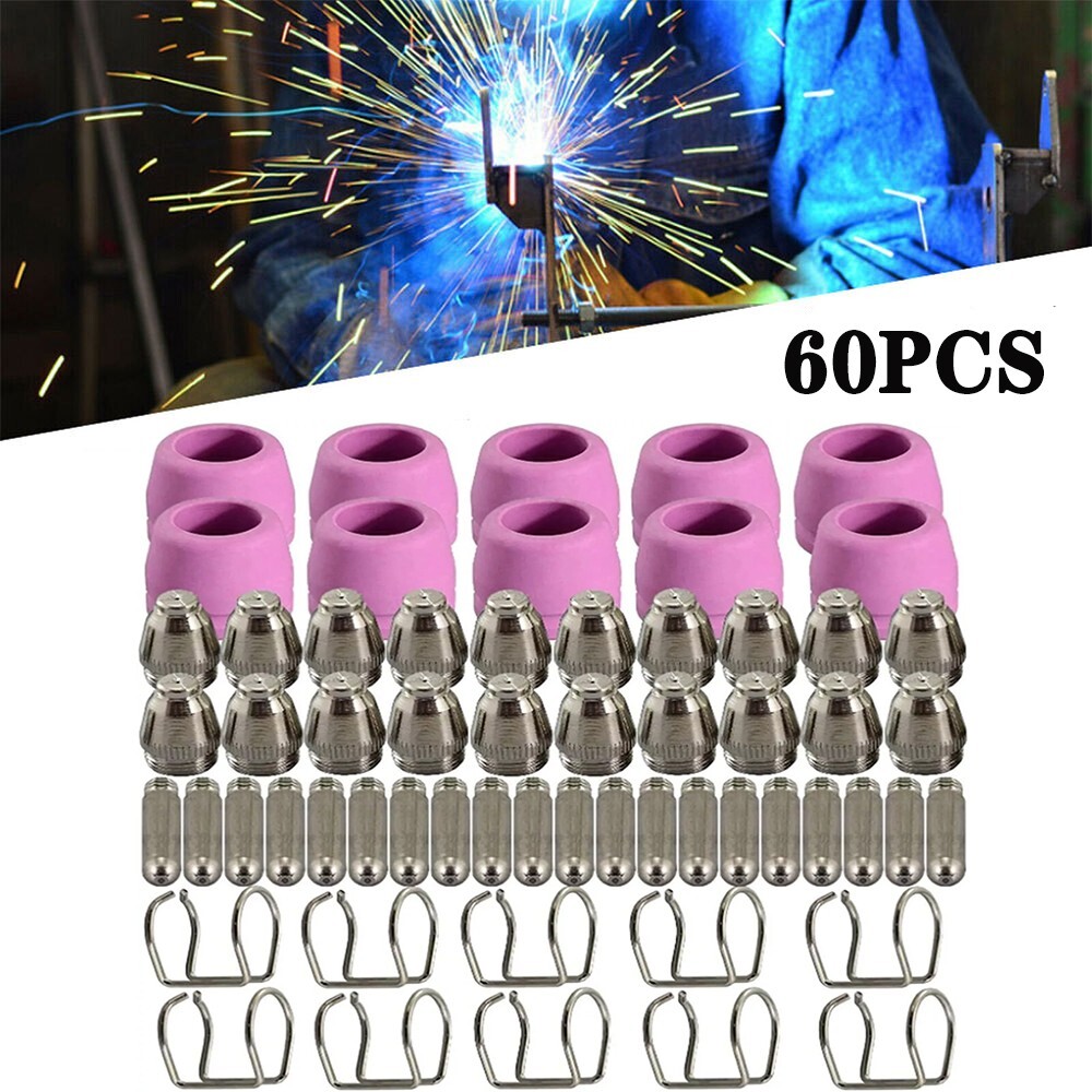 60pcs Plasma Cutter Torch Consumables Kit for SG-55, AG-60, WSD-60 CUT50 60Amp