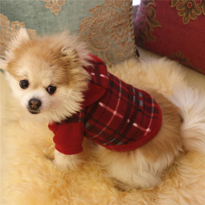 VETEMENTS Plaid Felpa Con Cappuccio Per Abbigliamento Cani Abbigliamento Maglione Cappotto Morbido Per Animali 