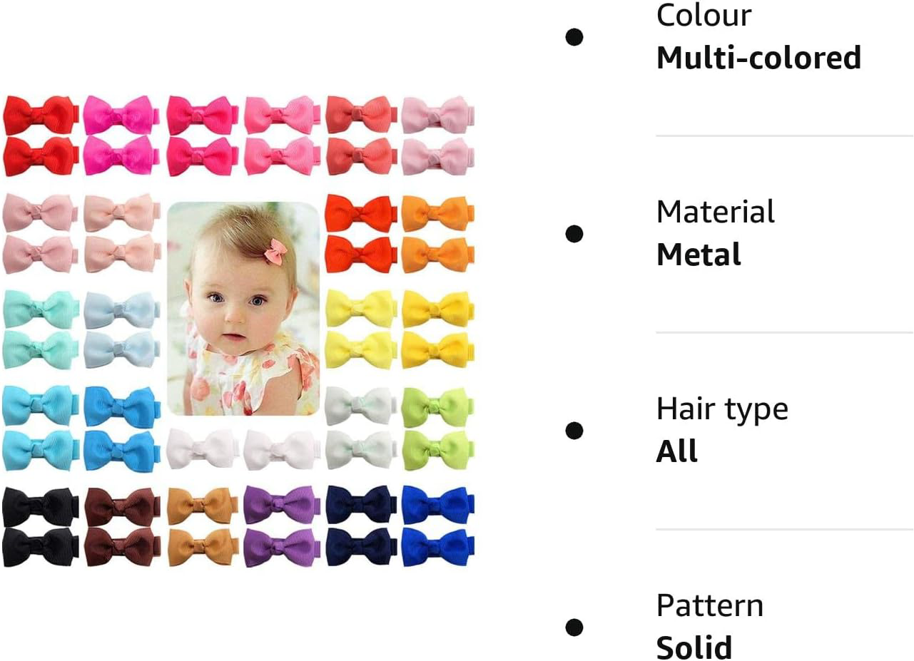 JOYOYO 50 Pcs Baby Hair Clips Baby Hair Bows with Full Ribbon Covered