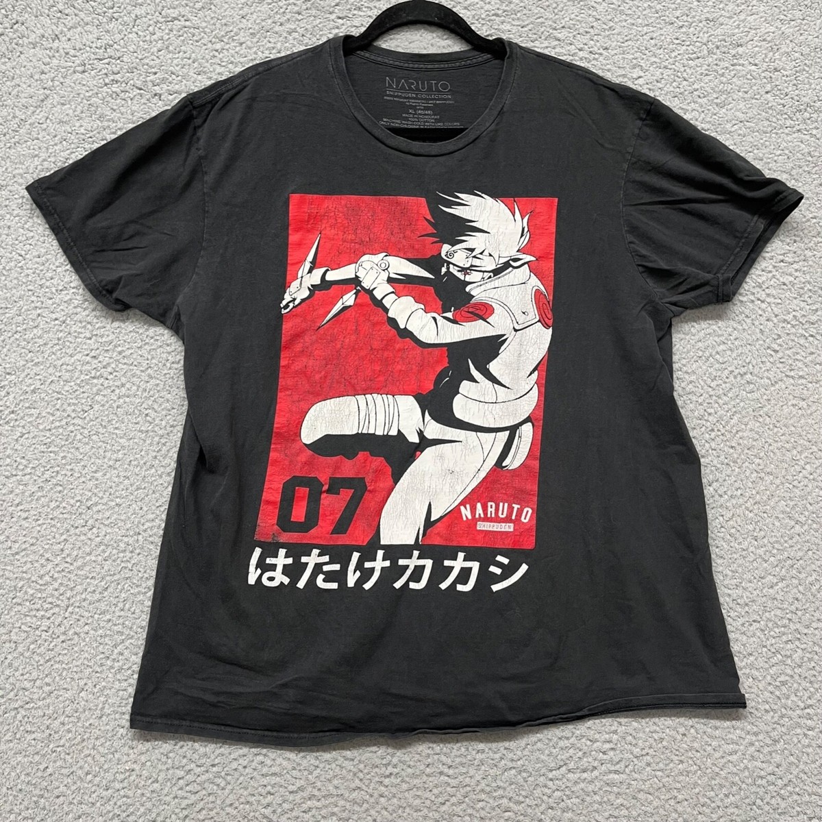 Naruto Shippuden Shirt Mens XL Black 2002 Masashi Kakashi Graphic 