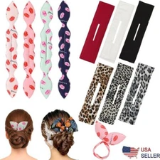 New Deft Bun Knotted Wire Hair Band Print Headband Twist Maker Hair Accessories