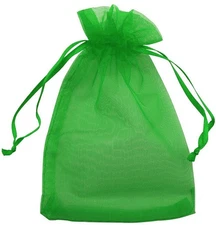 Allgala 100 Count Green Organza Gift Bags with Drawstring, 4x6 Inches