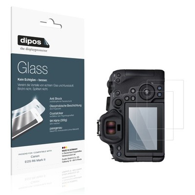2x Schutzfolie für Canon EOS R6 Mark II - Anti-Shock 9H Folie dipos Glass