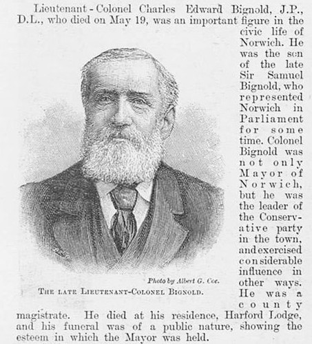 CHARLES EDWARD BIGNOLD Norwich Mayor - Antique Print 1895