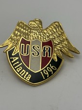 Kiwanis International 1996 Gold Tone Eagle USA Red White Blue Atlanta Pin Shield