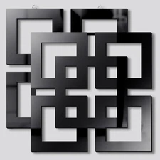 2 Pieces Wall Mount Home Mirror Silver Square, Decorative Bedroom Living Room