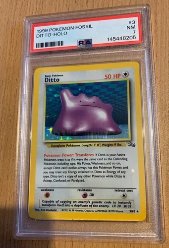 1999 Fossil Ditto-Holo PSA 7 Near Mint #3 Pokemon Card
