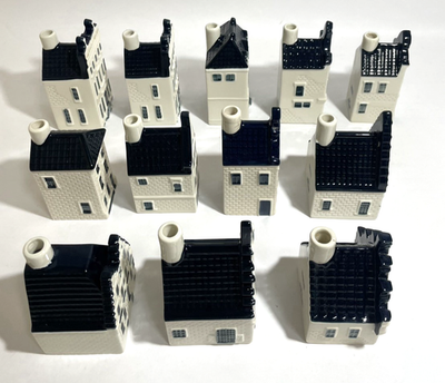 KLM Blue Delft House Empty Bottle Amsterdam Set of 12 Used from