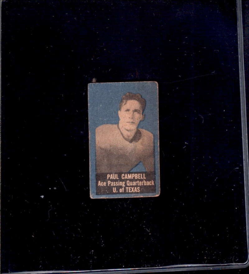 Paul Campbell Football Cards 1950 Topps Felt Backs trading card — raw and PSA graded price guide