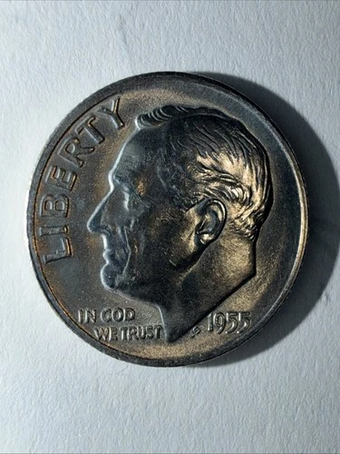 1955-S AU Roosevelt Dime - 90% Silver Coin-DIE CRACK ON BACK- Super Condition