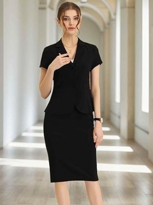 kasper dress suits ladies Women ASL 2 Piece Black Skirt Suit 10P Sleeve Jacket With Fringe Was $230 VW-FAL26-1B