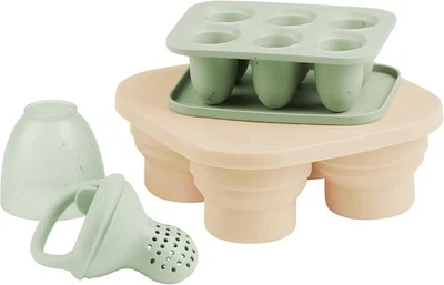 BABYMOOV Contenitori in silicone per conservare alimenti per bambini e 1 ciuccio per cibo