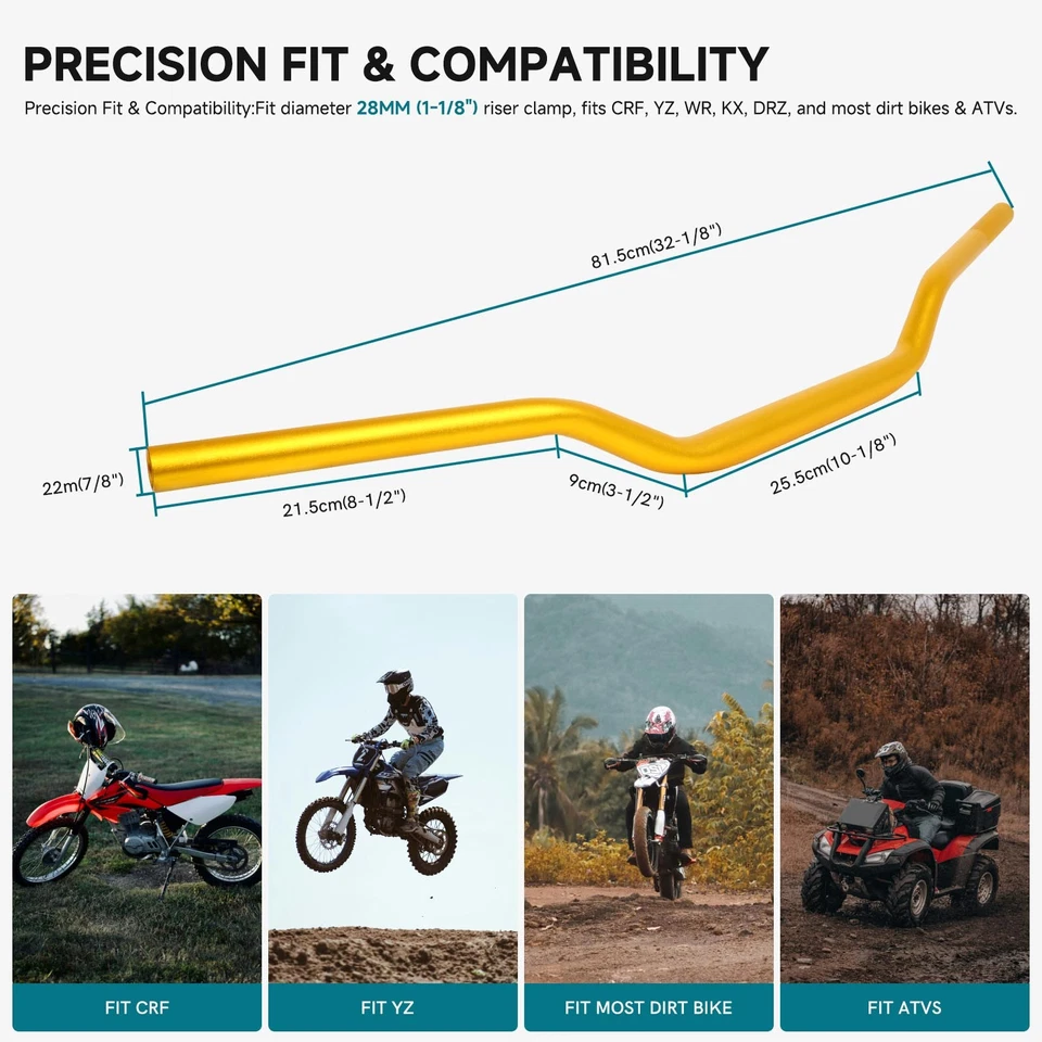 1-1/8" 28mm Motorcycle Handlebars Fat Drag Bar For Suzuki RM RMX RM-Z 125 250 - Image 3 of 4