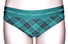 Victoria's Secret PINK NWT Small Green Plaid Thong Panty Cute Spellout Holiday