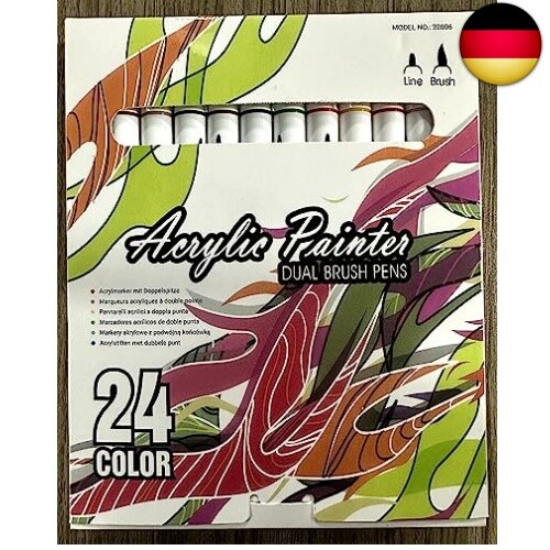 AOSUCO 24 Farben Acrylstifte für Holz Bemalen, Dual Tip Holz Beschriften Stift - Bild 8 von 12