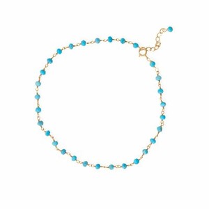 Authentic Summer Blues 9.5"+1" Gold-Plated Bead Anklet 925 Sterling Silver