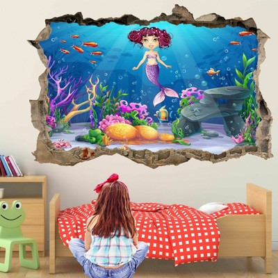 Extra Large Wall Decal fish Mermaid theme Room Underwater mermaid Mermaid Room Wall Decals Mermaid Decor Large Wall Decal Mermaids