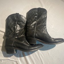 TEXAS Brand Cowboy Boots Size Mens Size 10 D USA Made Black Leather Almond Toe