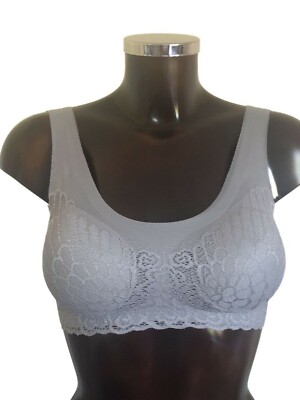 NEU   70 75 A B   mega PUSH-UP BUSTIER GRAU POLSTER SPITZE   BH Sport Yoga Gym