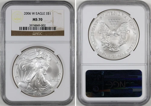 2006 W Burnished American Silver Eagle NGC MS70 Brown Label SP70 70