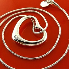 Necklace Chain Real 925 Sterling Silver Filled Snake Link Heart Pendant Design