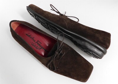 Salvatore Ferragamo Sport Brown Suede Leather Lace-up 