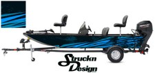 Light Blue Black Pontoon Modern Fishing Graphic Boat Vinyl Wrap Decal Bass Fish