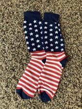 USA Flag Patriotic American Red White Blue Stars and Stripes Adult Crew Socks