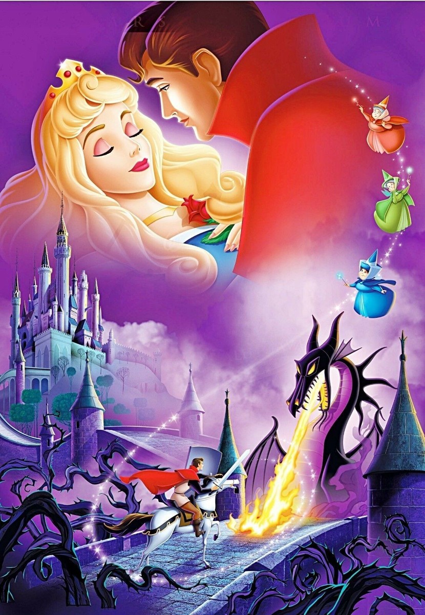 DISNEY FILM SLEEPING BEAUTY POSTER - FRAMED CANVAS WALL ART DECOR