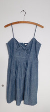 Madewell Chambray Tie-Front Cutout Cami Dress 6 100% Cotton