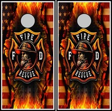 fire and rescue 829 cornhole board vinyl wraps