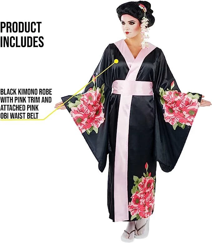 Womens Geisha Girl Costume S-XXL Ladies Japanese Kimono Oriental Dress Halloween - Image 3 of 4