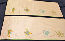 Pottery Barn Kids Ocean Critters Valances Set/2 White 18x44" 3" Rod Pole Pocket
