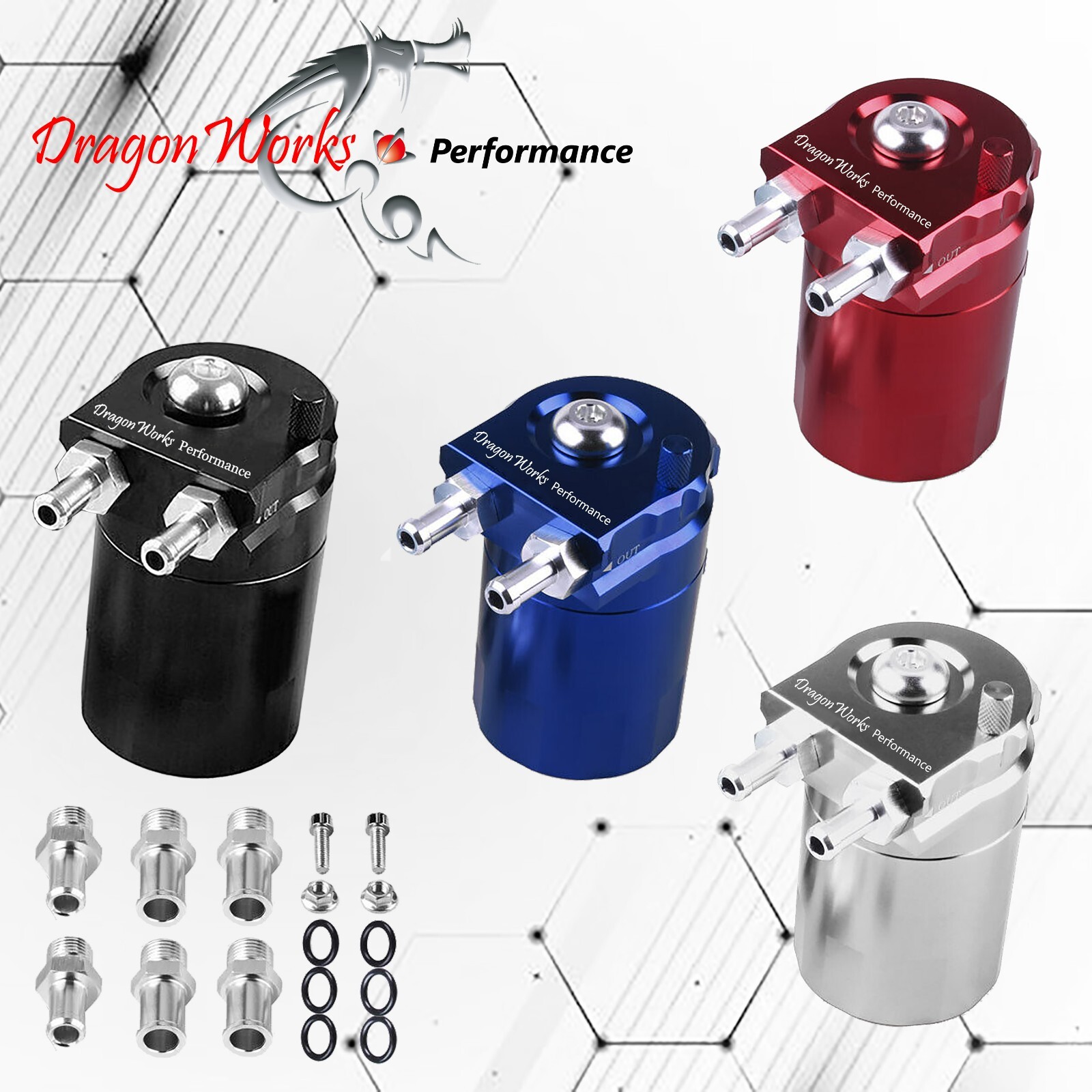 Oil Catch Can Baffled Tank Breather Filter Universal Blue Fits Aston Martin