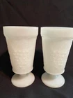 Indiana Milk Glass Vintage Set Of Two Colony Grape Pattern Footed Goblets