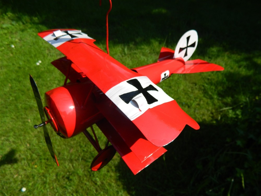 Red Baron Airplane Biplane Metal Plane Ornament Tealight Holder - Red Baron