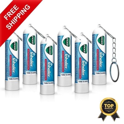 6 Pcs Inhaler Key Chain Nasal Cold Allergy Blocked Nose Winter Aid 0.5mL