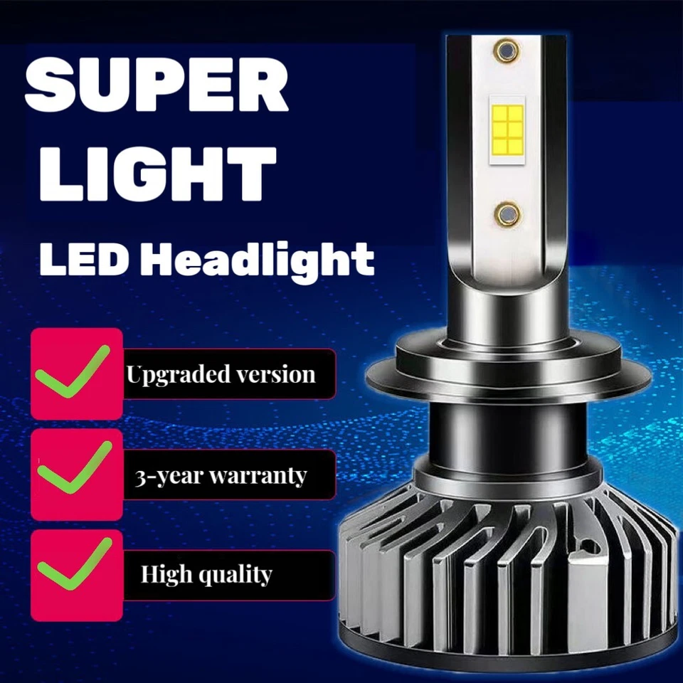 2pcs H11 H8 H9 LED Headlight Kit High Low Beam Bulbs Super Bright 6000K White - Image 4 of 4