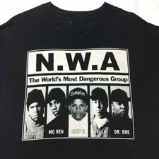 Nwa Straight Outta Compton THE MOST DANGEROUS GROUP T Shirt Full Size S-5XL