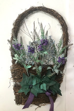 Lavender Basket Style Wreath Variegated Purple Colors Artificial Grapevine Base