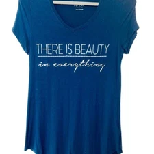 Apt. 9 Women's Blue Graphic T-Shirt Top Short Sleeve Beauty In Everything