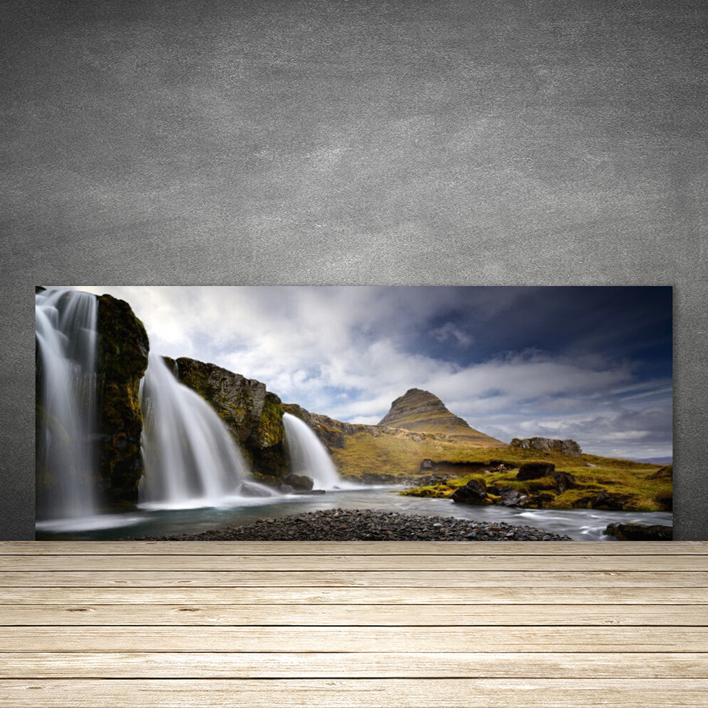 Crédence en verre 125x50 anti-projections fond de hotte paysage cascade