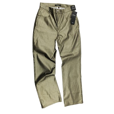 Karen Kane Casino Metallic Gold Jean Pants $138 Sz 4 4L55009