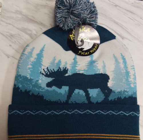 Nuovo cappello Alaska Polar Wear stile berretto Alaska cappello in maglia con alce Pom Pom - Foto 5 di 7