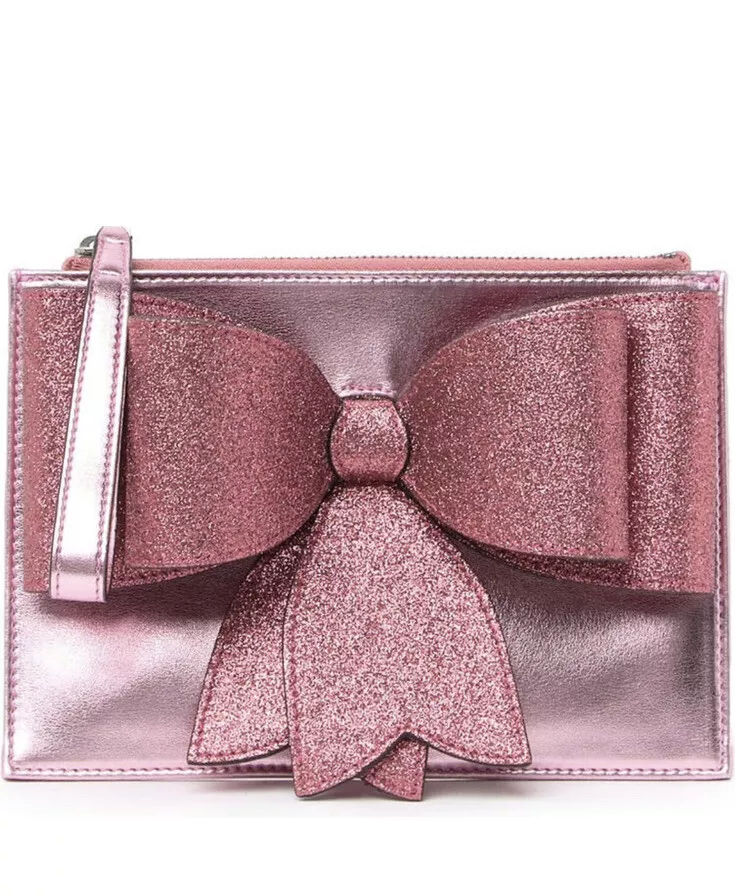 Megan Bow Clutch with Pearl Handle Black