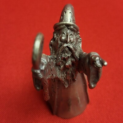 VTG Spoontiques 592 Pewter Miniature Wizard Casting a Spell Pointing Finger & St