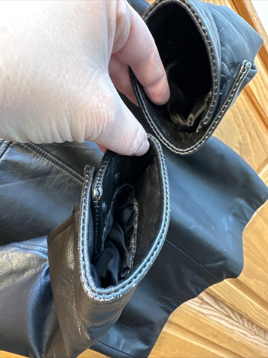 GAP Kids S Black Genuine Leather Jacket Zip Front Lined Coat VTG