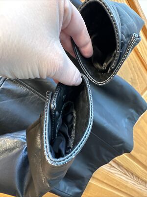 GAP Kids S Black Genuine Leather Jacket Zip Front Lined Coat VTG
