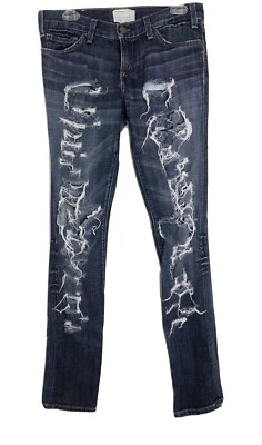 CURRENT ELLIOT The Skinny In New Worn Shredded Wash Destroyed Jeans Size 27 J1